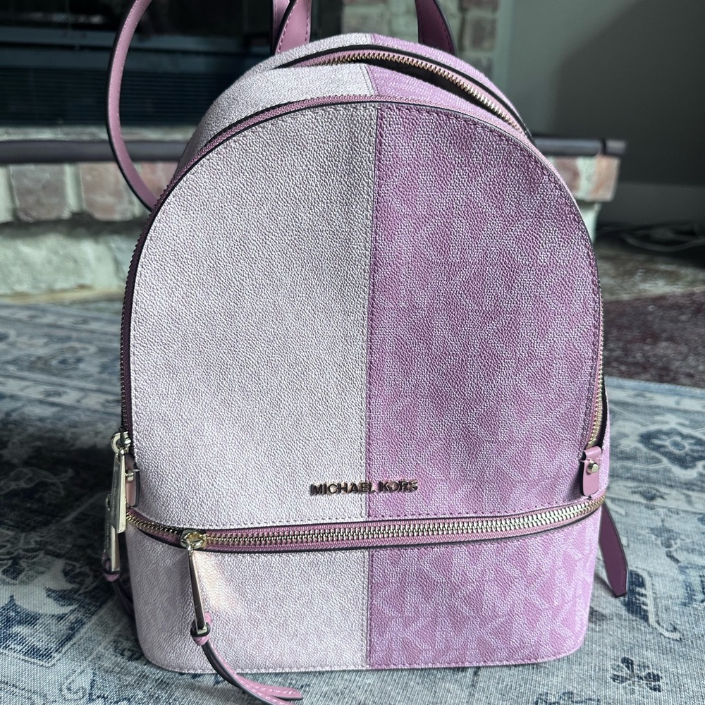 Michael Kors Pink Backpack with Signature Monogram-medium